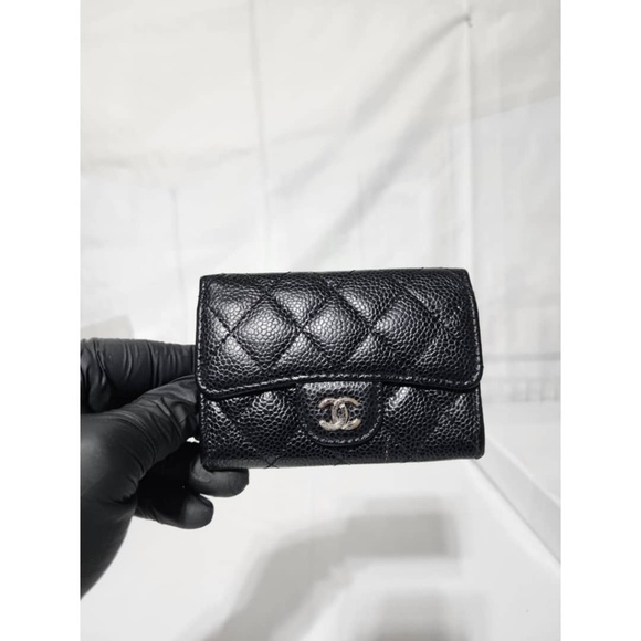 Authentic CHANEL Caviar Quilted Flap Card Holder Wallet Black - Picture 13 of 13